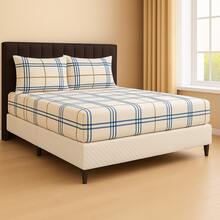Printed Sheet Set For Single, Double, Queen, And King Sizes In 180 Thread Count Percale Cotton - 藍色格子 - 查看 4