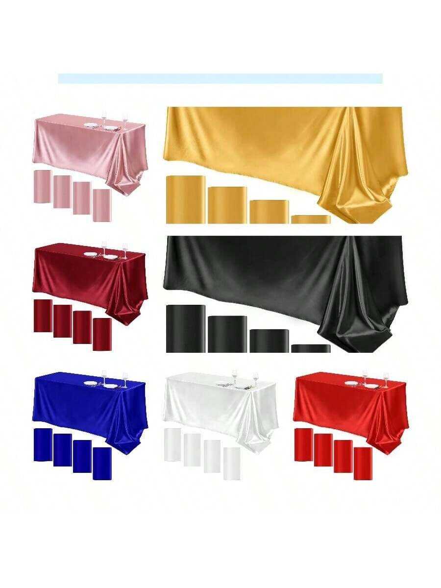 1 chiếc khăn trải bàn hình chữ nhật bằng vải satin, kích thước 102 x 58 inch, chất liệu vải mềm mịn như lụa, thích hợp cho bàn hình chữ nhật, các bữa tiệc, ngày lễ, đám cưới, tiệc chiêu đãi, trang trí bàn cà phê.