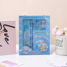 SANRIO Bộ văn phòng phẩm hình mèo hoạt hình 6 món, bao gồm thước kẻ, gọt bút chì, tẩy, sổ tay, dụng cụ vẽ và văn phòng phẩm sáng tạo, bộ quà tặng văn phòng phẩm hình mèo (Một số phụ kiện có thể được chọn ngẫu nhiên) - Nhiều màu - Xem 10