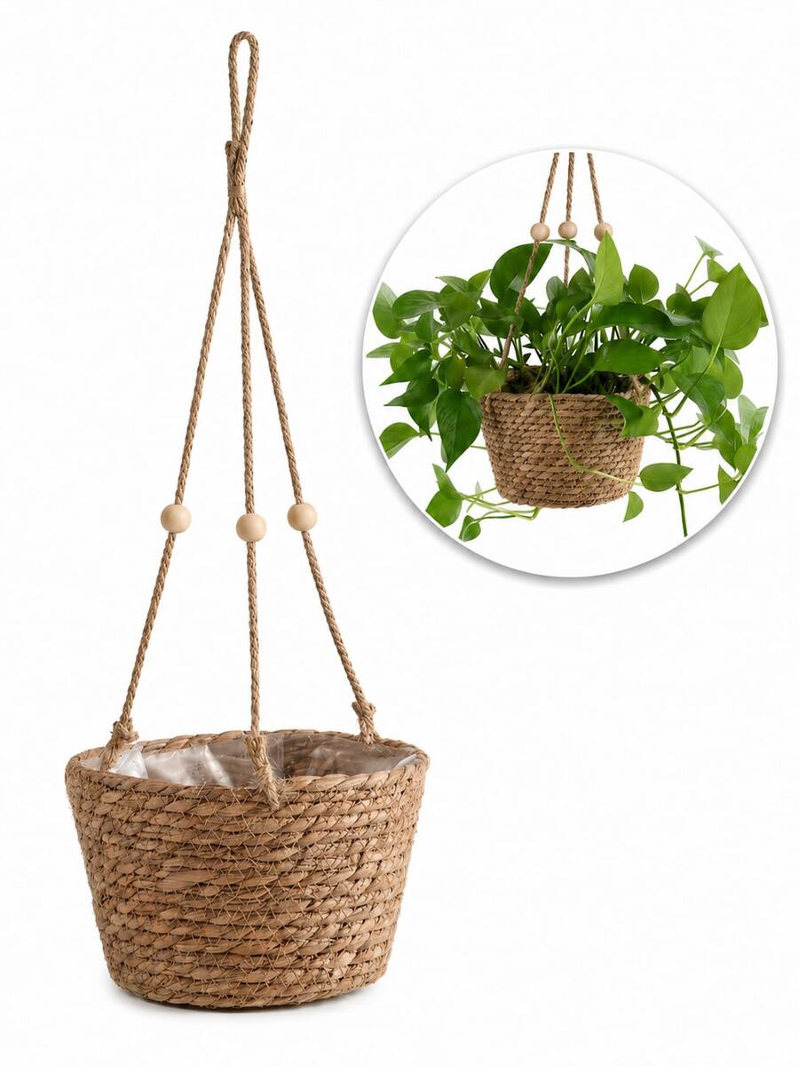 Macrame Woven Hanging Planter Basket, Indoor Outdoor Suspended Plant Storage Basket, Flower Pot Holder, Home Decor - Hanging Basket - View 1