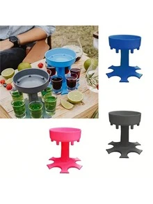 1 Peça Dispensador de Bebida Alcoólica com 6 Peças de Suporte para Copos, Distribuidora de Bebida para Festa, Acessório de Jogo de Servir Bebida Rápida - Multicolorido - Visão 3