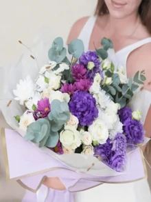 1/20/40張花卉包裝紙，花束包裝紙，金邊，韓式風格，花卉用品，23 X 23 英吋，適用於婚禮、情人節、生日、聖誕節，DIY禮物包裝裝飾，適用於房間裝飾 - 淡紫色 - 查看 4