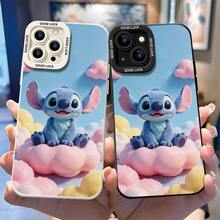 Officially Licensed Disney Lilo & Stitch Phone Case, This Protective Phone Case Features A Sweet Print Of Stitch Sitting On A Fluffy Pink Cloud Against A Dreamy Sky-Blue Background With Pastel Clouds, Made With Flexible, Durable TPU Material To Protect Against Everyday Scratches, Bumps, And Minor Impacts, With A Raised Camera Frame Printed With "GOOD LUCK" Text For Extra Lens Protection, Slim And Lightweight Construction That Adds Minimal Bulk And Fits Easily In Pockets And Bags, Compatible With IPhone 17, 16, 15, 14, 13, 12, 11 Pro Series And Galaxy S22, S23, S24, S25 Models, Making It A Charming Choice For Stitch Fans And Disney Lovers, Ideal For Birthdays, Holidays, Or Any Special Occasion To Surprise Family And Friends. - màu đen - Xem 3