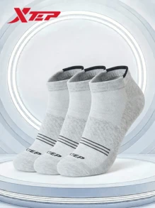XTEP 3-Pack Men's Fitness Socks, Autumn/Winter, Genuine Low-Cut Breathable Sports Socks - Black, White and Gray - View 8