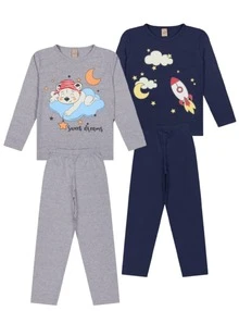 6-Piece Boys' Glow-In-The-Dark Pajama Set - 3 Long-Sleeved Shirts + 3 Pants - 1套睡衣(1件長袖上衣+1條褲) - 查看 5