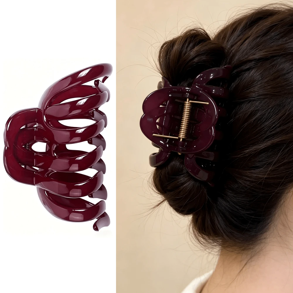 Summer Large Glossy Hair Claw Clip, Anti-Slip Strong Hold Hair Clip, Daily Use Hair Accessories For Thick & Curly Hair - Multicolor - View 1