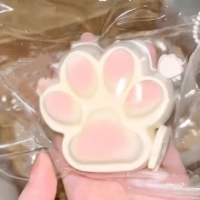 1pc Cute Cat Paw Jumbo Squishy Toy, Cream Blush Squeeze Stress Relief Squeezy Toy, Smooth High-Quality Fidget Toy - Perfect Gift For Birthday, Holiday, Christmas, Gamer - Multicolor - View 6