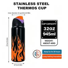 OwaIa Pink Large Capacity Stainless Steel Water Bottle,32oz/945ml,With A Straw,Exquisite Appearance,Keeps Drinks Hot Or Cold,Can Hold Iced Drinks And Water,Suitable For Leisure,Work,Sports,Indoors And Outdoors,Suitable For Students And Office Workers,As A Gift.Vacuum Flasks-Everyday Tumbler-Perfect Birthday Gift-Father Day Tumbler - màu đen - Xem 9
