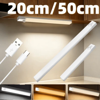 7.87/19.68in Cabinet Light With Motion Sensor Mode, Magnetic Installation, Adjustable Brightness And Color Temperature, Suitable For Kitchens, Living Room, Room Decor, And Staircases