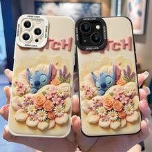 Officially Licensed Disney Lilo & Stitch Phone Case, This Protective Phone Case Features A Sweet Print Of Sleeping Stitch Surrounded By Roses, Daisies, Cherry Blossoms And Lavender Blooms Against A Soft Cream Background, With The Word "Stitch" In Pink Lettering Above, Made With Flexible, Durable TPU Material To Protect Against Everyday Scratches, Bumps, And Minor Impacts, With A Raised Camera Frame Printed With "GOOD LUCK" Text For Extra Lens Protection, Slim And Lightweight Construction That Adds Minimal Bulk And Fits Easily In Pockets And Bags, Compatible With IPhone 17, 16, 15, 14, 13, 12, 11 Pro Series And Galaxy S22, S23, S24, S25 Models, Making It A Charming Choice For Stitch Fans And Disney Lovers, Ideal For Birthdays, Holidays, Or Any Special Occasion To Surprise Family And Friends. - trắng - Xem 3