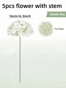 5/15件人造繡球花，仿真花束，桌面裝飾花，婚禮裝飾花，白色人造花，適用於生日家居裝飾、派對裝飾、婚禮花束、婚禮裝飾、桌上中心裝飾、花瓶填充 - 白色 - 查看 12