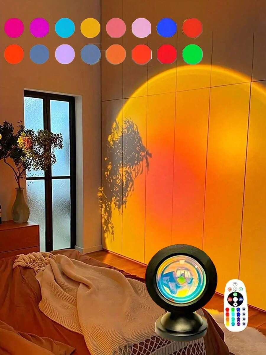 1 đèn LED tạo hiệu ứng hoàng hôn - Tạo không gian ấm cúng, thích hợp trang trí phòng khách, phòng ngủ, trang trí ngày lễ, làm quà tặng, lễ kỷ niệm, hẹn hò lãng mạn, phông nền hình mỏ neo.