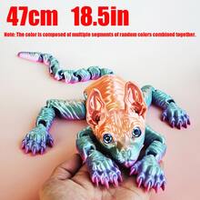 3D Printed Sphynx Hairless Cat - Articulated Figurine, Colorful Iridescent Multi-Color Options, Desktop Decor Gift - Multicolor - View 13