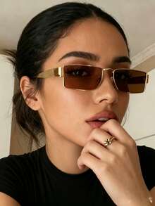 1 Cặp kính thời trang gọng kim loại hình oval unisex, kính đeo thường ngày phù hợp cho đi làm, đi biển, chụp ảnh đường phố. - đen xám - Xem 9