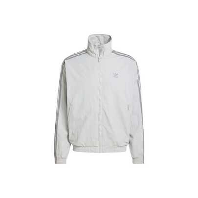  Áo khoác dài tay cổ đứng kẻ sọc adidas Originals Active Lifestyle Casual, dành cho nam, màu xám