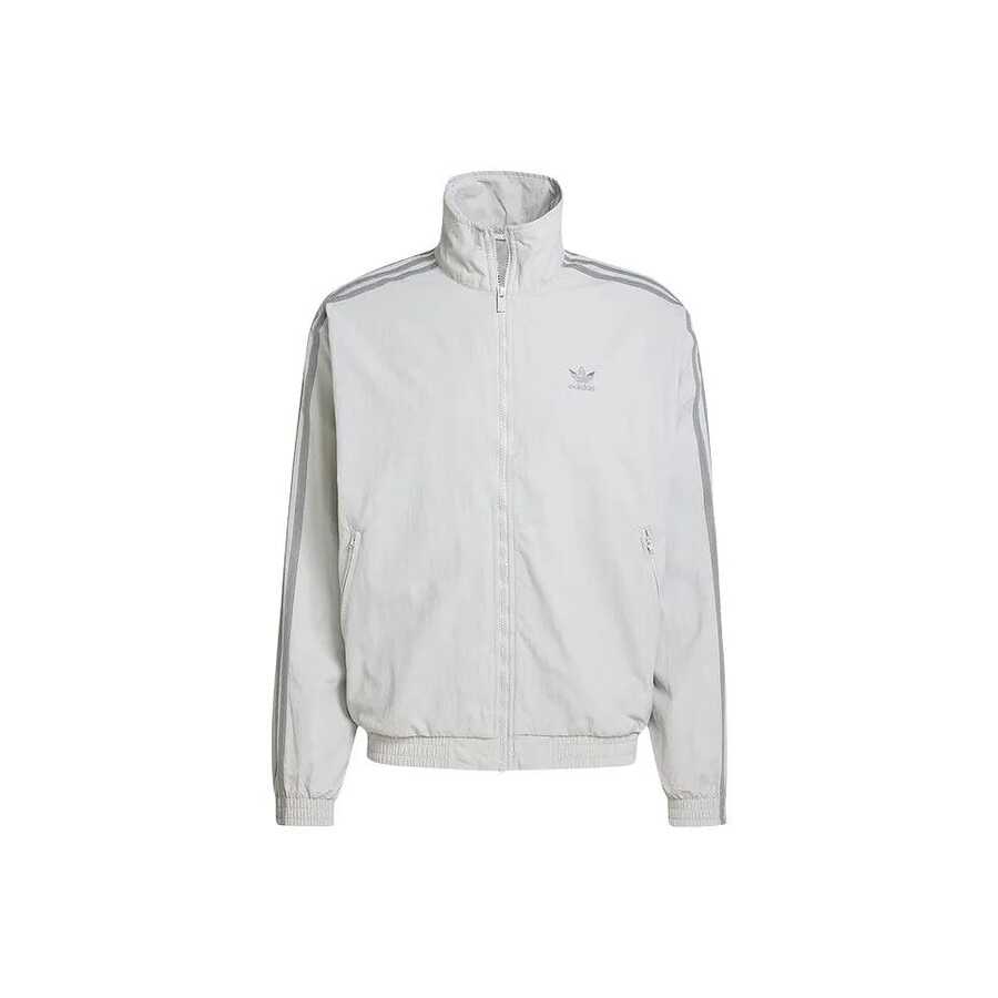 Áo khoác dài tay cổ đứng kẻ sọc adidas Originals Active Lifestyle Casual, dành cho nam, màu xám - Xám - Xem 1