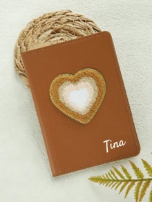 Takeoak 1 buah Tempat Paspor dengan Nama yang Dipersonalisasi dan Bordir Hati dari Beludru, Sampul Paspor Klasik Kulit Imitasi Bertekstur Warna Solid yang Disesuaikan dengan Anti-Pencurian RFID, Aksesori Perjalanan Hadiah Klasik yang Disesuaikan, Hadiah Liburan Natal - MultiWarna - View 11