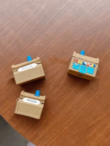 1pc Cute Cartoon Brown Treasure Chest Silicone Asymmetrical Bluetooth Earphone Protective Case, Suitable For AirPods 1/2/3/4/Pro/Pro2 - Multicolor - View 7