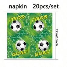51件世界盃一次性派對餐具套裝，足球GOAL印花紙盤、杯子、餐巾紙、桌布，男孩運動主題生日遊戲派對裝飾套裝 - 多色 - 查看 2