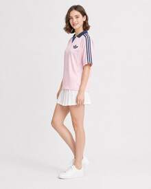 Áo thun ngắn tay dáng rộng kẻ sọc logo adidas Originals dành cho nam, màu hồng. - Hồng - Xem 7