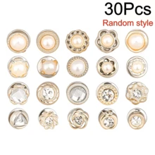 Women's Shirt Brooch Pin, No Sewing Required, Reusable, Covering Type Pin. Decorated With Sequins And Pearl Buttons, Suitable For Women's Clothing, Fashion Replacement, Safety Button, Applicable To Shirts, Dresses, Sweaters, Jackets, Shawls, Etc. - White - View 18