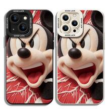 Officially Licensed Disney Mickey Mouse Phone Case, This Protective Phone Case Features An Edgy Print Of An Angry, Roaring Mickey Mouse On A Bold Red Background With White Accent Details, Made With Flexible, Durable TPU Material To Protect Against Everyday Scratches, Bumps, And Minor Impacts, With A Raised Camera Frame Printed With "GOOD LUCK" Text For Extra Lens Protection, Slim And Lightweight Construction That Adds Minimal Bulk And Fits Easily In Pockets And Bags, Compatible With IPhone 17, 16, 15, 14, 13, 12, 11 Pro Series And Galaxy S22, S23, S24, S25 Models, Making It A Charming Choice For Mickey Fans And Disney Lovers, Ideal For Birthdays, Holidays, Or Any Special Occasion To Surprise Family And Friends. - trắng - Xem 5