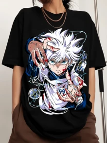 Killua Zoldyck Men's Sports T-Shirt With Round Neck And Print, Short Sleeves. - Black - View 6