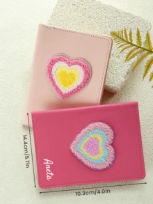 Takeoak 1 buah Tempat Paspor dengan Nama yang Dipersonalisasi dan Bordir Hati dari Beludru, Sampul Paspor Klasik Kulit Imitasi Bertekstur Warna Solid yang Disesuaikan dengan Anti-Pencurian RFID, Aksesori Perjalanan Hadiah Klasik yang Disesuaikan, Hadiah Liburan Natal - MultiWarna - View 4
