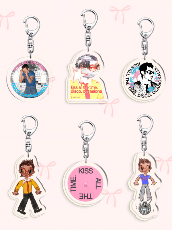 1pc/6pcs Acrylic Keychain Set, Disco Ball & Cartoon Character Pendant Pop Music Fan Bag Charm, Perfect Gift For Harries, Birthday, Concert Keepsake & Backpack Decor Accessories Keychains Teacher Gift