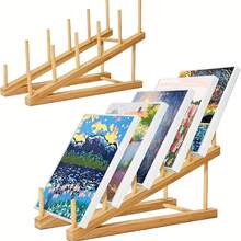 VingeGa 五层木质展示架，小型艺术品晾干架，教室艺术品收纳架，画布，艺术品收纳盒，艺术品支架 - 方形 - 查看 1