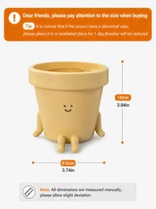 Smiling Face Planter: Unique Smiling Face Shaped Succulent Plant Pot, With Drainage Hole At The Bottom, An Interesting And Unique Succulent Plant Pot, Suitable For Indoor And Outdoor Decoration - A - View 7