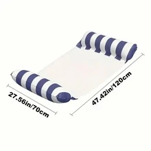 With An Air Pump,Inflatable Striped Hammock – Adult Floating Lounger For Pool & Beach. Lightweight & Portable With Air Pump Thickened PVC, Tear & Leak-Proof. Ergonomic Support. Foldable. Perfect For Summer - Multicolor - View 7