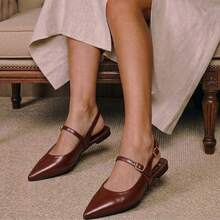 LAZZLU SHOES Women's Slingback Flat Shoe With Pointed Toe, Comfortable And Flat - Lạc đà - Xem 1