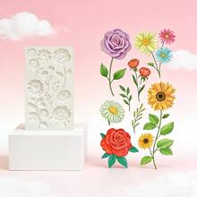 Floral Themed Chocolate Silicone Mold, European Style Embossed Feather Candy Mold, Heat-Resistant And Easy-To-Clean Baking Supplies For Making Gummies, Cookies, Dough, Super Light Clay, Cream Decorations, Soap - View 11