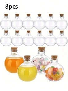 Transparent Plastic Ball-Shaped Potion Bottle With Soft Cork Lid | Sand Art Container, Suitable For Party Drinks, Magic Potions, DIY Crafts, Essential Oils, Glass Potion Bottles, Potion Jars, Drift Bottles, Agarwood Fragrance Bottles, Cordyceps Flower Tea Bottles, Wishing Bottles - Multicolor - View 11