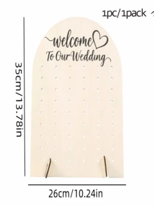 1pc/1pack Wooden Wedding Welcome Sign, "Welcome To Our Wedding" Arched Seat Board, Wedding Candy Display Rack, Romantic Wedding Reception And Engagement Party Decoration Suitable For Birthday Party Decoration, Baby Party Supplies, Wedding Bride Party Desktop Decoration Center Decoration - Multicolor - View 4