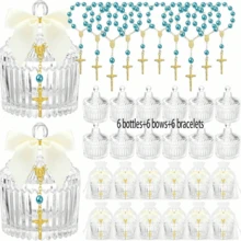 6 bộ bát đựng kẹo pha lê 24 chiếc dành cho khách dự lễ rửa tội, bao gồm 6 chuỗi hạt Mân Côi hình thánh giá và hoa hồng, thích hợp trang trí lễ rửa tội, đám cưới, tiệc mừng em bé chào đời, lễ rước lễ lần đầu (màu trắng) - Nhiều màu - Xem 18