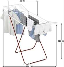 Iron clothes drying rack, towel rack, floor-standing folding clothes drying rack, wing-shaped iron balcony clothes drying rack - A - Übersicht 2