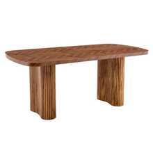 Mesa de comedor color nogal con pedestal arqueado – dimensiones 180*90 cm, multifuncional para comedor y zona de recepción en el hogar moderno, diseño elegante - Marrón - Ver 5