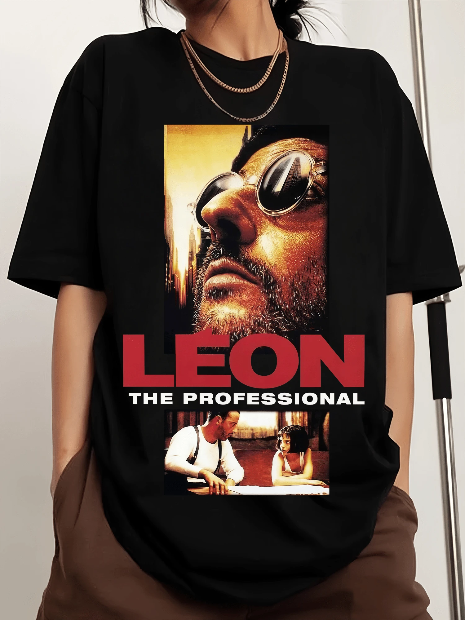 Leon - The Professional - Movie - Printed Men's Sports T-Shirt With Crew Neck And Short Sleeves - Black - View 1