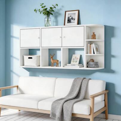 Gabinetes Colgantes De 3 Puertas, Repisa Estantes De Sala Dormitorio, Muebles De Cocina Flotantes