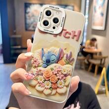 Officially Licensed Disney Lilo & Stitch Phone Case, This Protective Phone Case Features A Sweet Print Of Sleeping Stitch Surrounded By Roses, Daisies, Cherry Blossoms And Lavender Blooms Against A Soft Cream Background, With The Word "Stitch" In Pink Lettering Above, Made With Flexible, Durable TPU Material To Protect Against Everyday Scratches, Bumps, And Minor Impacts, With A Raised Camera Frame Printed With "GOOD LUCK" Text For Extra Lens Protection, Slim And Lightweight Construction That Adds Minimal Bulk And Fits Easily In Pockets And Bags, Compatible With IPhone 17, 16, 15, 14, 13, 12, 11 Pro Series And Galaxy S22, S23, S24, S25 Models, Making It A Charming Choice For Stitch Fans And Disney Lovers, Ideal For Birthdays, Holidays, Or Any Special Occasion To Surprise Family And Friends. - trắng - Xem 2