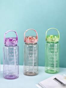 1個 1500/2000ml 大容量激勵水壺，附吸管與時間刻度，防漏翻蓋運動水壺，附手柄，透明塑膠飲水瓶，適用健身房、健身、戶外、學校、日常補水，便攜可重複使用水杯 - 彩色 - 查看 5