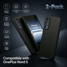 兩款黑色 One Plus Nord 5 與 Nothing Phone 2 手機殼，適用於 One Plus Nord 5 與 Nothing Phone 2。簡約手機套，時尚防護殼，純色手機殼，黑色手機殼，防摔手機殼，手機殼，零甲醛，親膚不刮手，無異味 - 黑色 - 查看 24