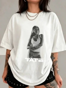 1PCSComfort Colors Tate Mcrae Tour Shirt, Tate Mcrae Fan Shirt, Tate McRae 2025 Concert, Tate McRae Miss Possessive Tour 2025 Shirt-Premium Cotton Graphic Printed Round Neck T-Shirts-365T - 白色 - 查看 1