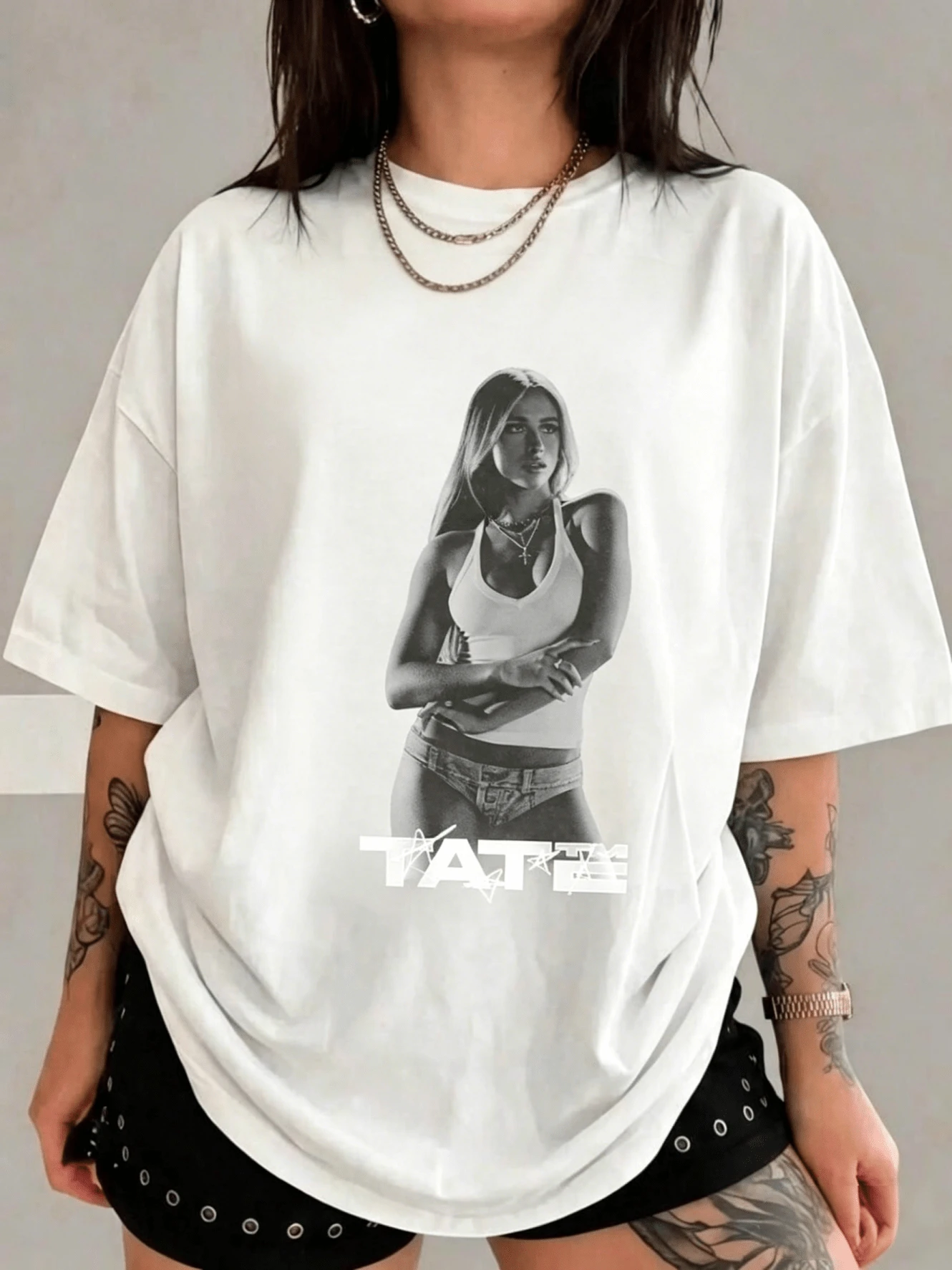 1PCSComfort Colors Tate Mcrae Tour Shirt, Tate Mcrae Fan Shirt, Tate McRae 2025 Concert, Tate McRae Miss Possessive Tour 2025 Shirt-Premium Cotton Graphic Printed Round Neck T-Shirts-365T - 白色 - 查看 1