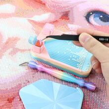 Multi-Color Rhinestone Diamond Painting Tray With 2 Trash Cans - Portable Craft Storage Box, Easy To Clean, Durable Plastic Material, Suitable For Diamond Painting Accessories And Craft Supplies - Stand - View 7