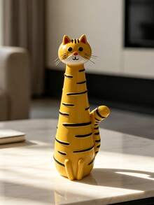 1pc Handmade Unique Cat-Shaped Vase - Featured Resin Vase, Home Decor Desktop Ornament | Home Decor, Room Decor, Bohemian Style, Desktop Decoration, Cute Collectible, Unique Gift, Dining Table Centerpiece, Housewarming Gift - New Model - View 14