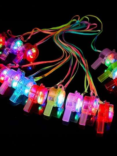 10 piezas Silbato luminoso con cordón - 3 modos de parpadeo Recuerdos a granel para niños y adultos, Collar de silbato luminoso adecuado para fiesta de cumpleaños, Halloween, Navidad, suministros de boda, relleno de bolsa de regalo