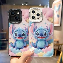 Officially Licensed Disney Lilo & Stitch Phone Case, This Protective Phone Case Features A Playful Print Of Stitch With Cute Horns, Standing Among Fluffy Pastel Clouds And Twinkling Stars, Made With Flexible, Durable TPU Material To Protect Against Everyday Scratches, Bumps, And Minor Impacts, With A Raised Camera Frame Printed With "GOOD LUCK" Text For Extra Lens Protection, Slim And Lightweight Construction That Adds Minimal Bulk And Fits Easily In Pockets And Bags, Compatible With IPhone 17, 16, 15, 14, 13, 12, 11 Pro Series And Galaxy S22, S23, S24, S25 Models, Making It A Charming Choice For Stitch Fans And Disney Lovers, Ideal For Birthdays, Holidays, Or Any Special Occasion To Surprise Family And Friends. - trắng - Xem 4